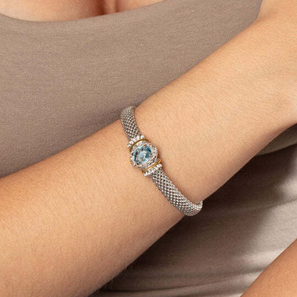 Phillip Gavriel Blue Topaz Popcorn silver & 18k gold Bangle