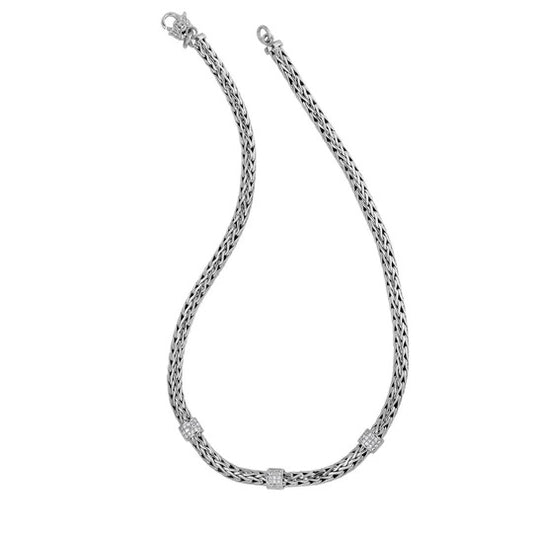 Phillip Gavriel White Sapphire Three Station Necklace