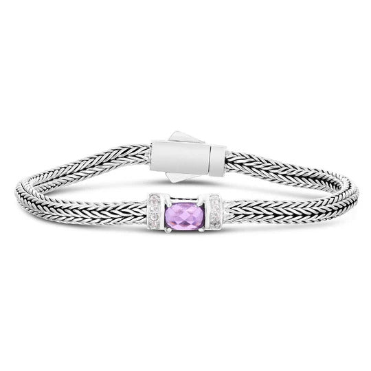 Phillip Gavriel Woven Sterling Silver Amethyst Bracelet