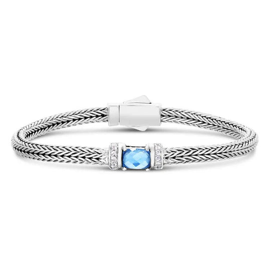 Phillip Gavriel Woven Sterling Silver Blue Topaz Bracelet