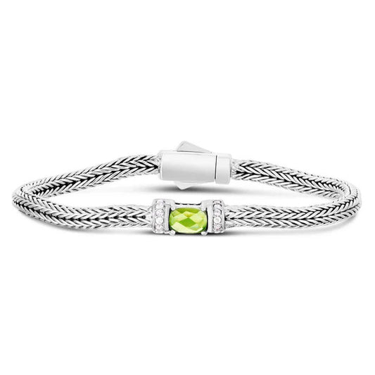 Phillip Gavriel Woven Sterling Silver Peridot Bracelet