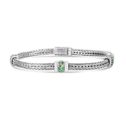 Phillip Gavriel Woven Three Station Tsavorite Bracelet