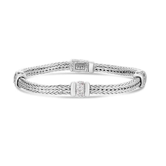 Phillip Gavriel Woven Three Station White Sapphire Bracelet