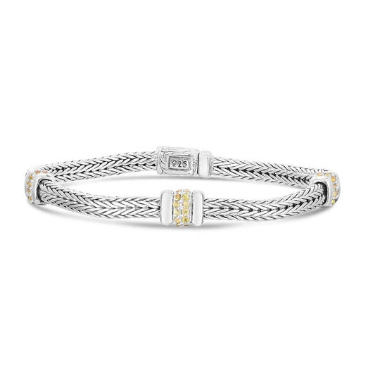 Phillip Gavriel Woven Three Station Yellow Sapphire Bracelet