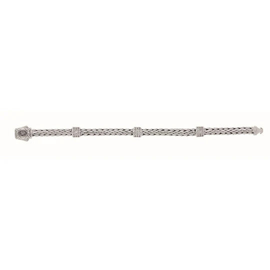 Phillip Gavriel Woven White Sapphire Three Station Bracelet