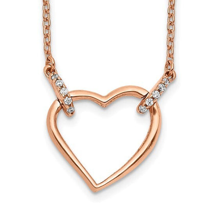 14k Gold Heart Diamond Rose Gold Necklace