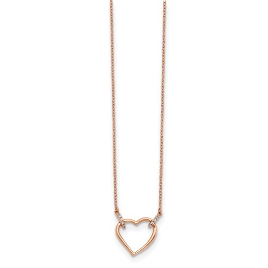 14k Gold Heart Diamond Rose Gold Necklace