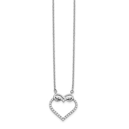 14k White Gold Diamond Heart Infinity Necklace