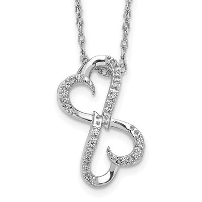 14k White Gold Diamond Heart  Necklace