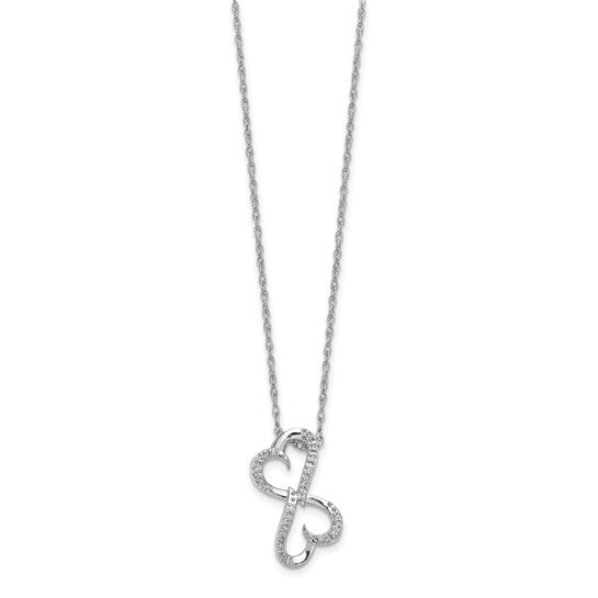 14k White Gold Diamond Heart  Necklace