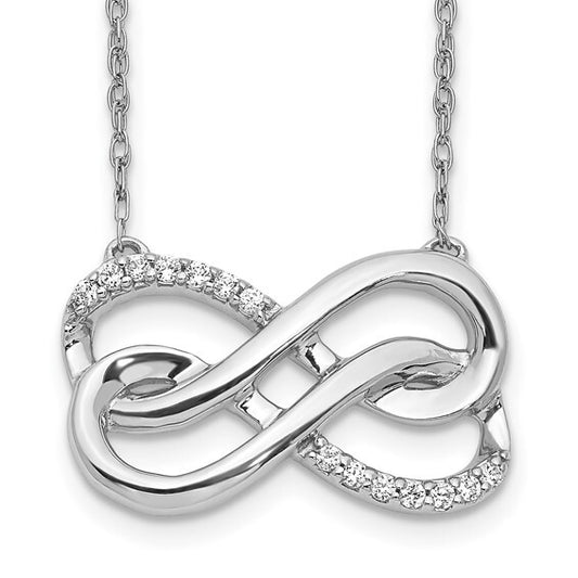 14k White Gold Diamond Double Infinity Necklace