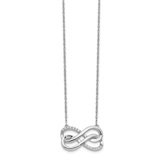 14k White Gold Diamond Double Infinity Necklace