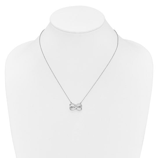 14k White Gold Diamond Double Infinity Necklace