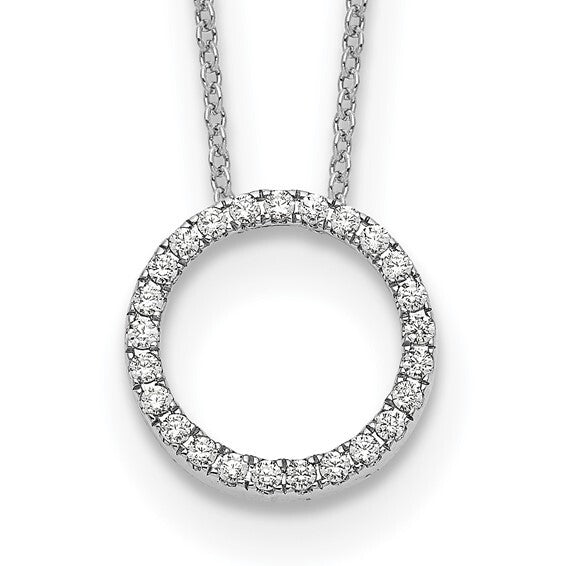 14k White Gold Diamond Circle Necklace