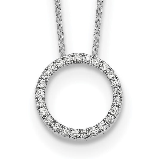 14k White Gold Diamond Circle Necklace