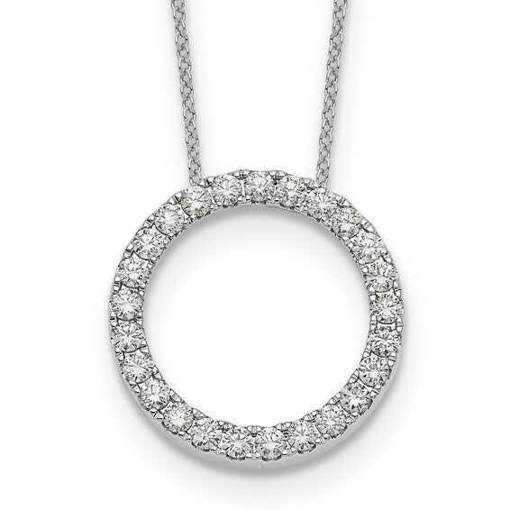 14k White Gold Diamond Circle Necklace