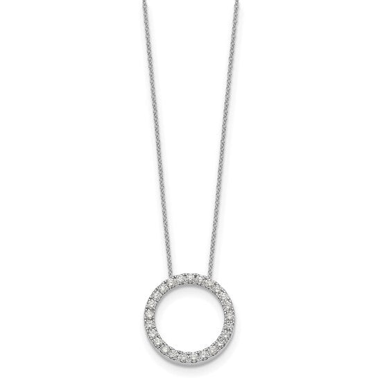 14k White Gold Diamond Circle Necklace