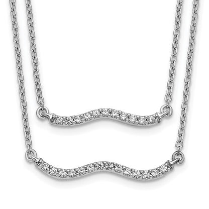 14k White Gold Diamond Double Strand Necklace