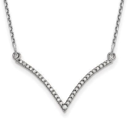 14k White Gold Diamond V Necklace