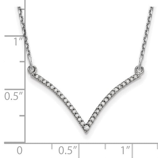 14k White Gold Diamond V Necklace