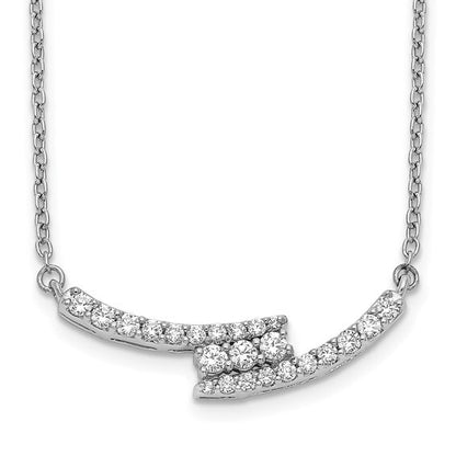 14k White Gold Diamond Curved Bar Necklace