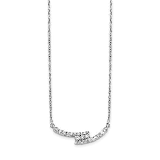 14k White Gold Diamond Curved Bar Necklace