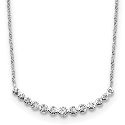 14k White Gold Diamond Curved Bar Necklace