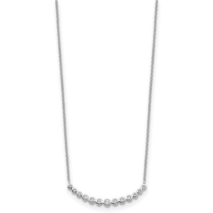 14k White Gold Diamond Curved Bar Necklace