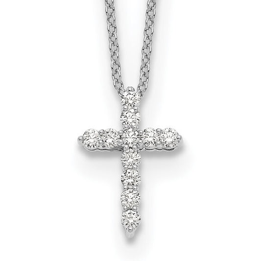 14k White Gold Diamond Cross Necklace