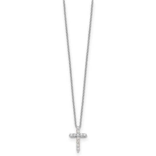 14k White Gold Diamond Cross Necklace