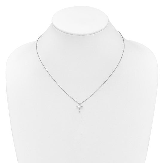 14k White Gold Diamond Cross Necklace