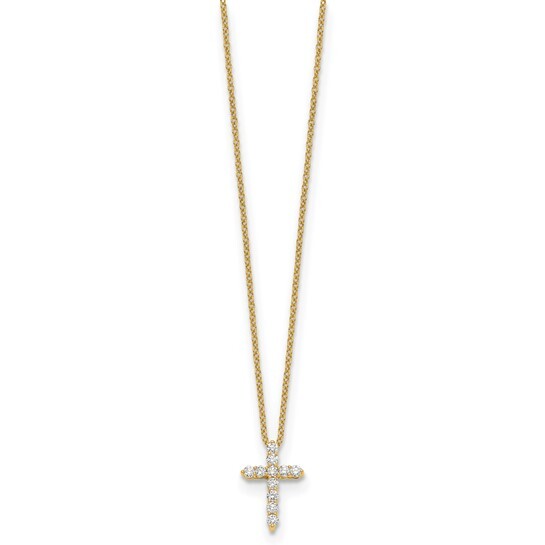 14k White Gold Diamond Cross Necklace