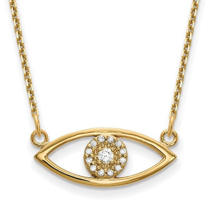 14k yellow gold Small Necklace with Diamond Evil Eye