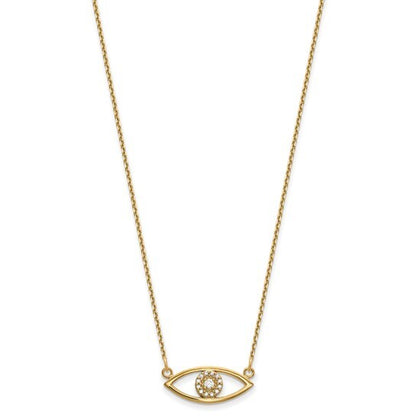 14k yellow gold Small Necklace with Diamond Evil Eye