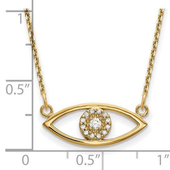 14k yellow gold Small Necklace with Diamond Evil Eye