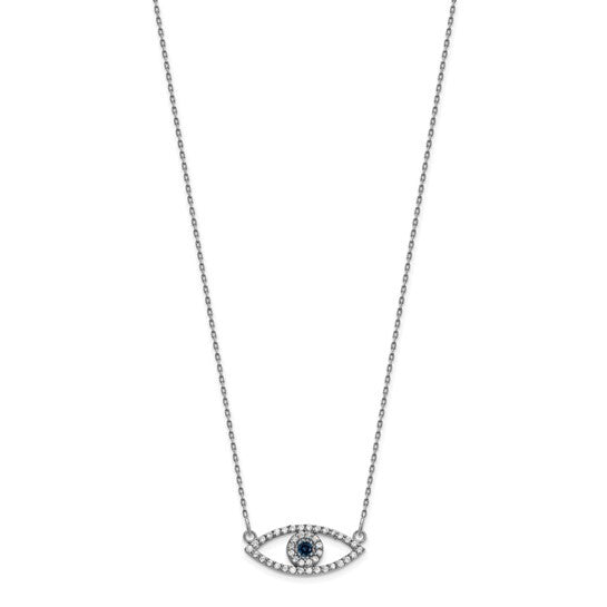 14k white Small Necklace Diamond Evil Eye gold With Sapphire