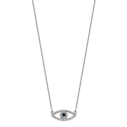 14k white Small Necklace Diamond Evil Eye gold With Sapphire