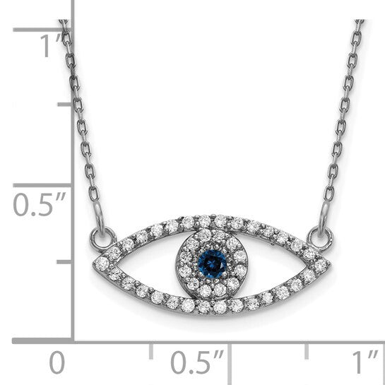 14k white Small Necklace Diamond Evil Eye gold With Sapphire