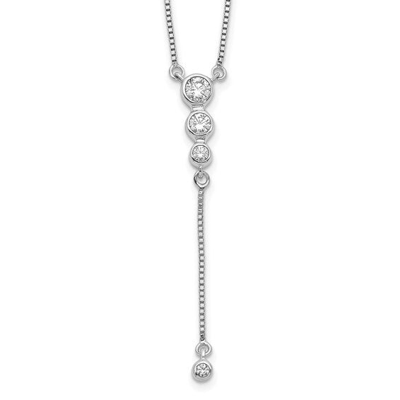 14k Diamond 3-stone with dangle Drop Necklace