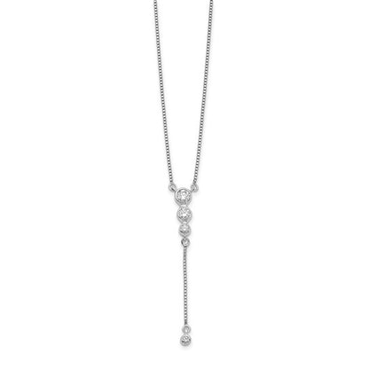 14k Diamond 3-stone with dangle Drop Necklace