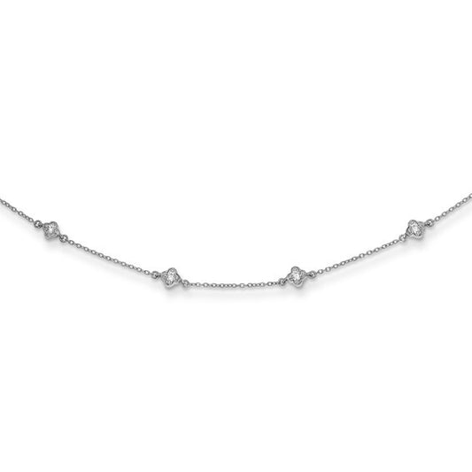 14k White Gold Diamond Multi Station Necklace