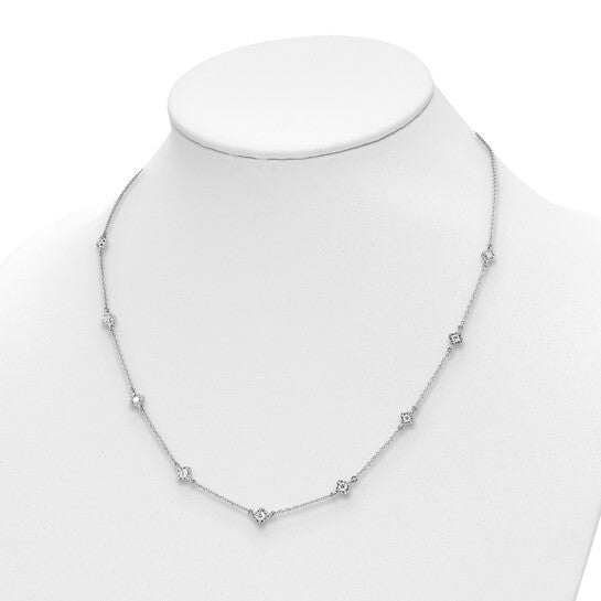 14k White Gold Diamond Multi Station Necklace