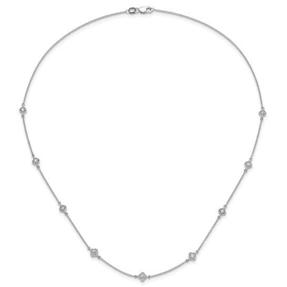 14k White Gold Diamond Multi Station Necklace