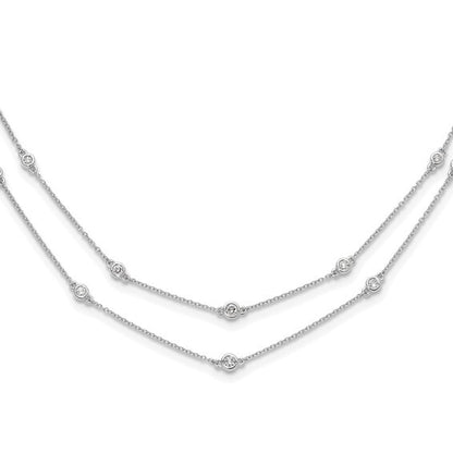 14k White Gold Diamond Multi Station Double Strand gold Necklace