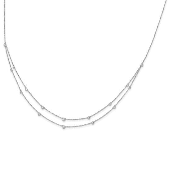 14k White Gold Diamond Multi Station Double Strand gold Necklace