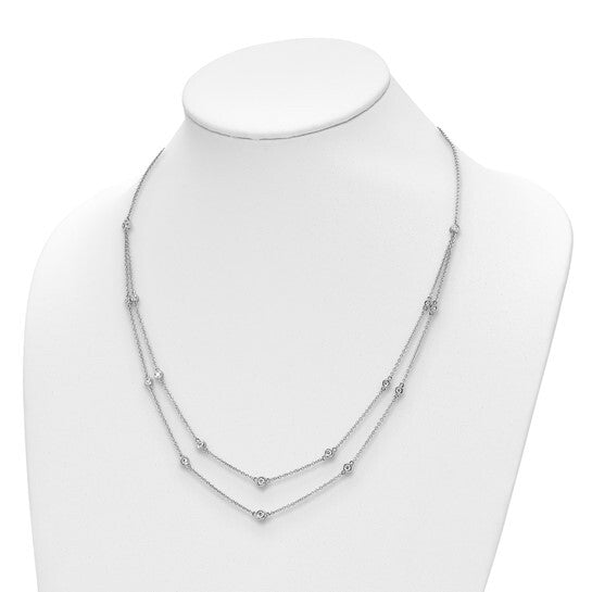 14k White Gold Diamond Multi Station Double Strand gold Necklace