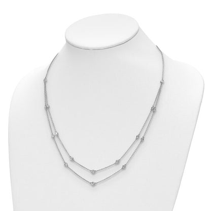 14k White Gold Diamond Multi Station Double Strand gold Necklace