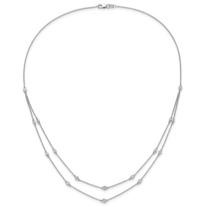 14k White Gold Diamond Multi Station Double Strand gold Necklace