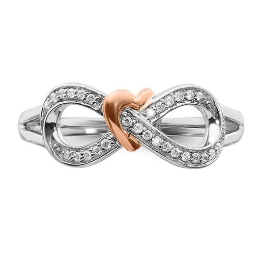 14k Two-tone Diamond Infinity with Heart Ring