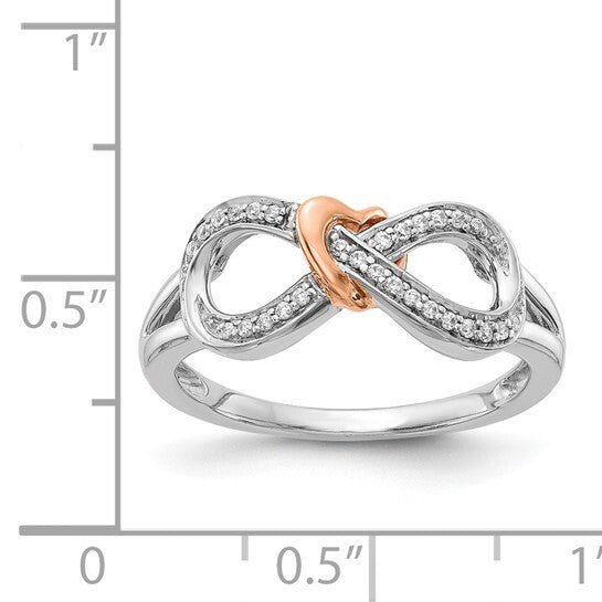 14k Two-tone Diamond Infinity with Heart Ring